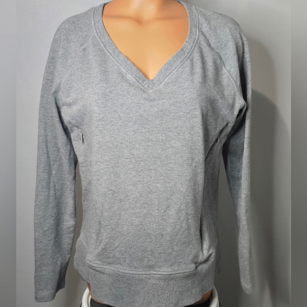 Lululemon SZ 6 After Asana Pullover Heathered Fatigue Gray Sweatshirt Top